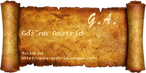 Güns Asztrid névjegykártya